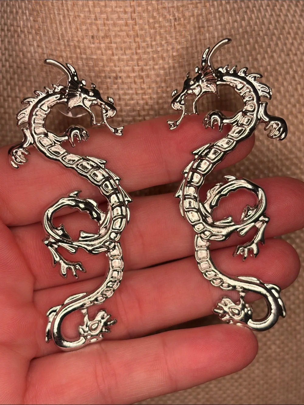 Silver Dragon Reptile Earrings - Silver Dragon Jewelry